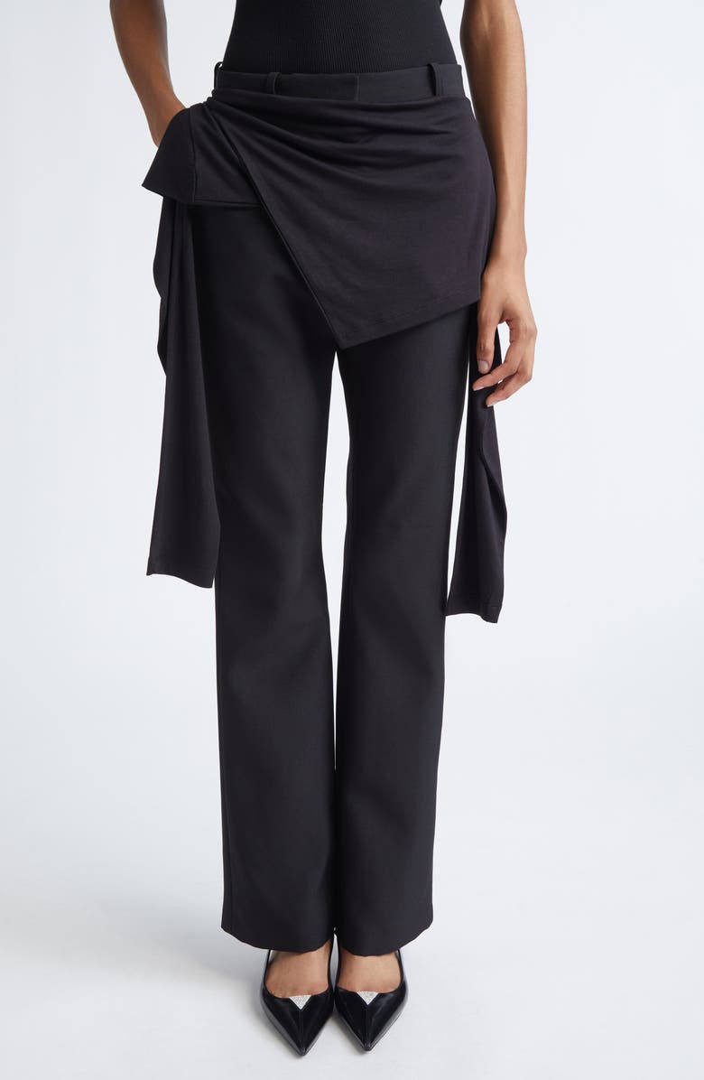 Coperni Wrap Detail Jersey Bootcut Trousers, Main, color, Black