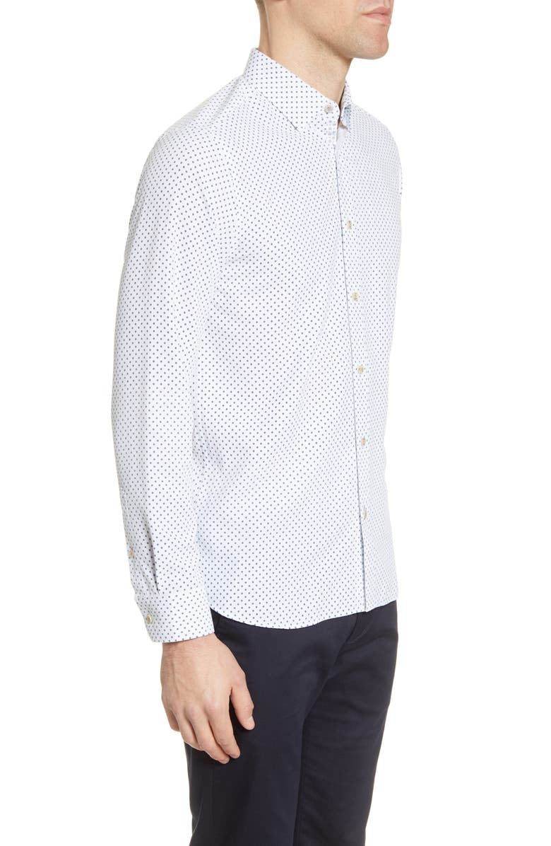 Ted Baker London Polynosic Slim Fit Geo Print Long Sleeve Button-Up Shirt, Alternate, color,