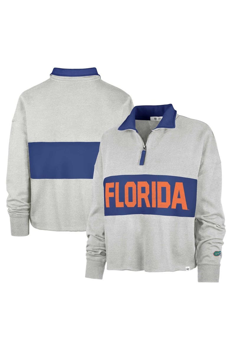 '47 Women's '47 Gray Florida Gators Next Level Remi Cropped Quarter-Zip Sweatshirt, Main, color, 