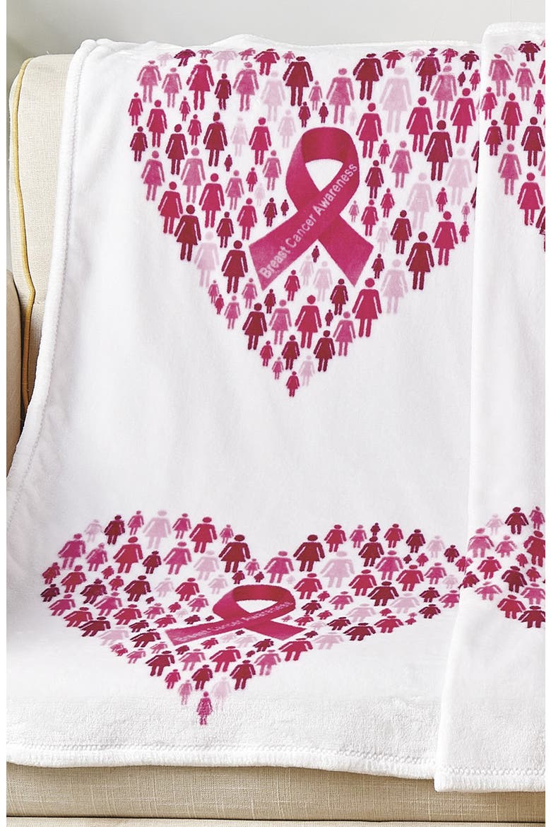 Together We Rise Reversible Faux Shearling Throw Blanket, Alternate, color, WHITE/ PINK MULTI
