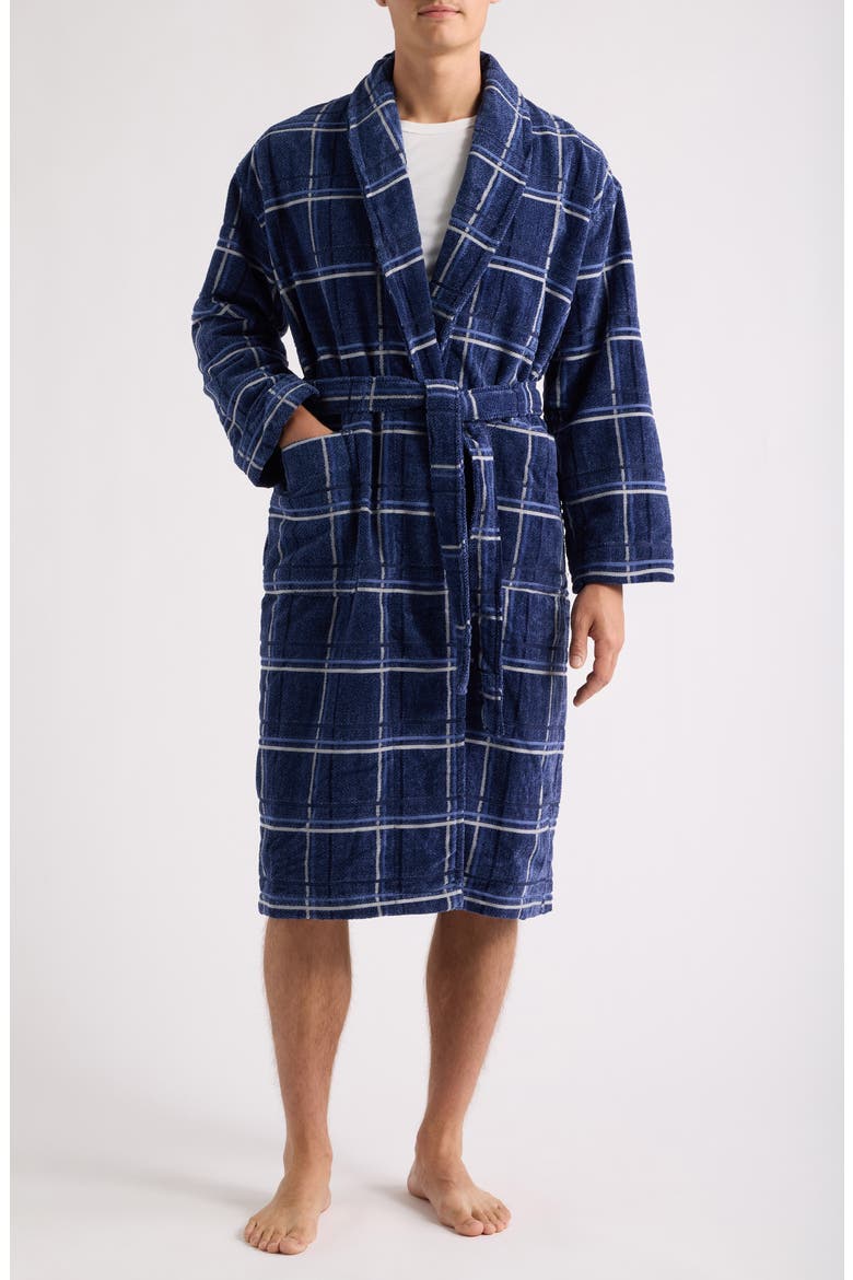 Out of Office Stripe Terry Velour Robe, Main, color, MIDNIGHT