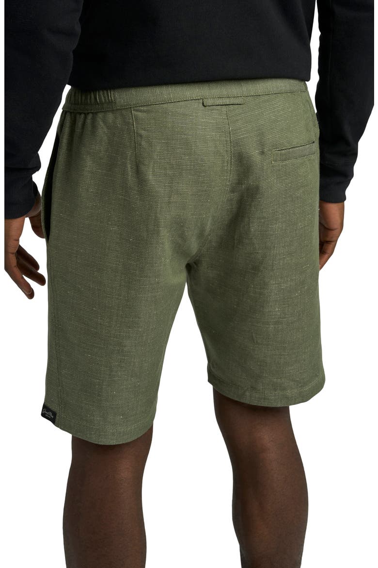 Tulum Flat Front Linen & Cotton Shorts, Alternate, color, ARMY