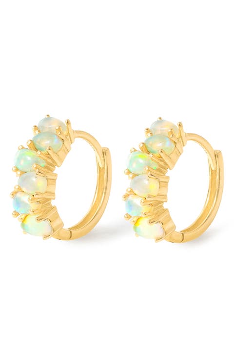 Opal Huggie Hoop Earrings