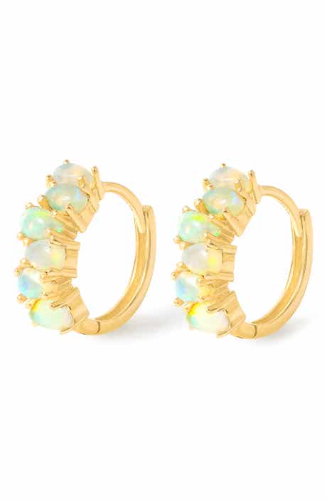 YS GEMS Opal Huggie Hoop Earrings