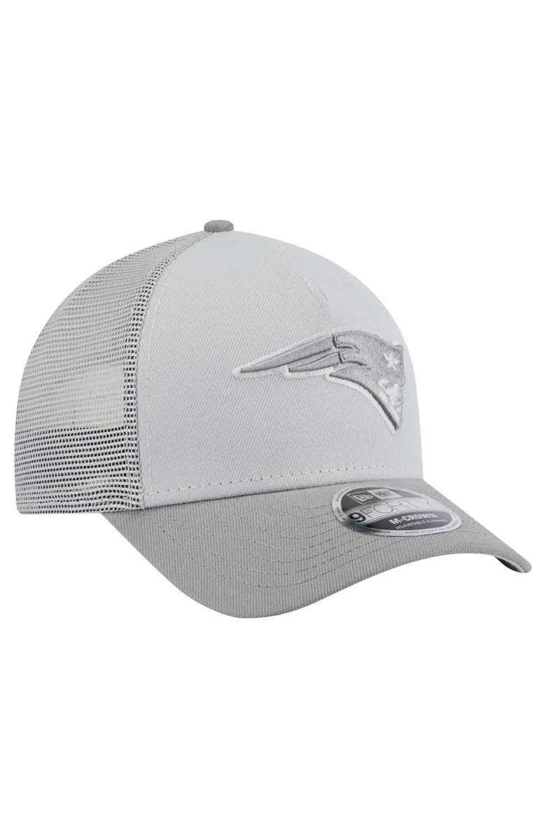 New Era Men's New Era Gray New England Patriots Domain A-Frame Trucker 9FORTY Adjustable Hat, Alternate, color, 
