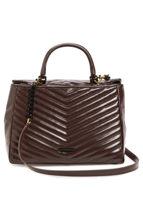Rebecca Minkoff Large Edie Chevron Quilted Leather Top Handle Shoulder Bag In Brown