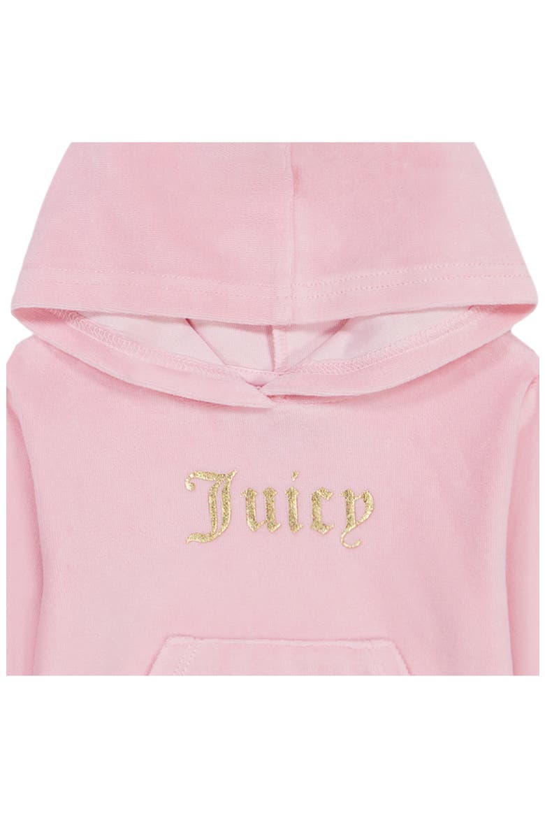 Kids' Hooded Velour Bodysuit & Socks Set, Alternate, color, PINK