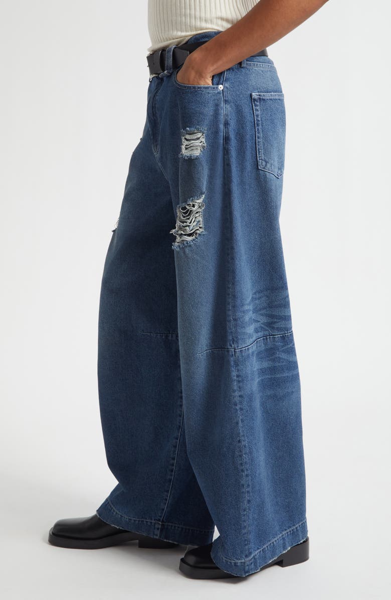 Simone Rocha Puddle Distressed Wide Leg Jeans, Alternate, color, Distressed Blue