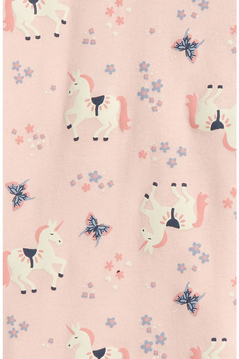 Kids' Glow in the Dark Fitted Two-Piece Cotton Pajamas, Alternate, color, PINK ENGLISH UNICORNS GLOW
