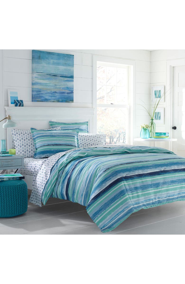 POPPY AND FRITZ Alex Cotton Comforter & Shams Set, Alternate, color, Turquoise/ Aqua