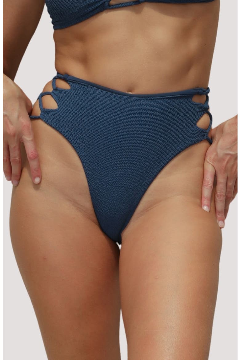 Theo High Waist Bikini Bottoms, Main, color, AZUL RIPPLE
