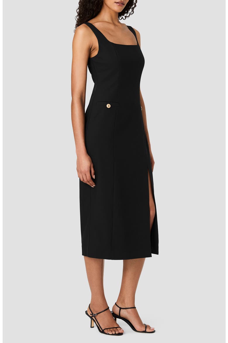 Kai Suiting Side Slit Midi Dress, Alternate, color, BLACK