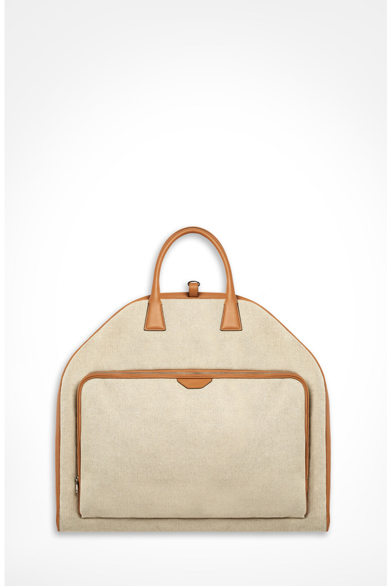 Canvas Garment Bag with Leather Trim, Main, color, Walnut