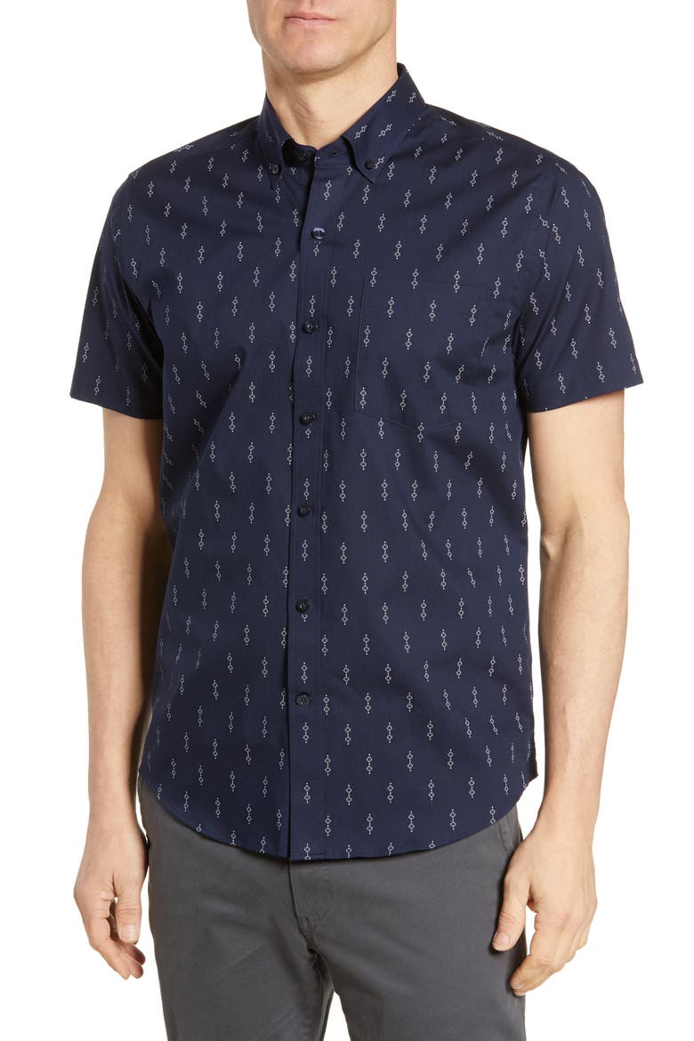 Strive Classic Fit Keyhole Print Shirt, Main, color, LIBERTY NAVY