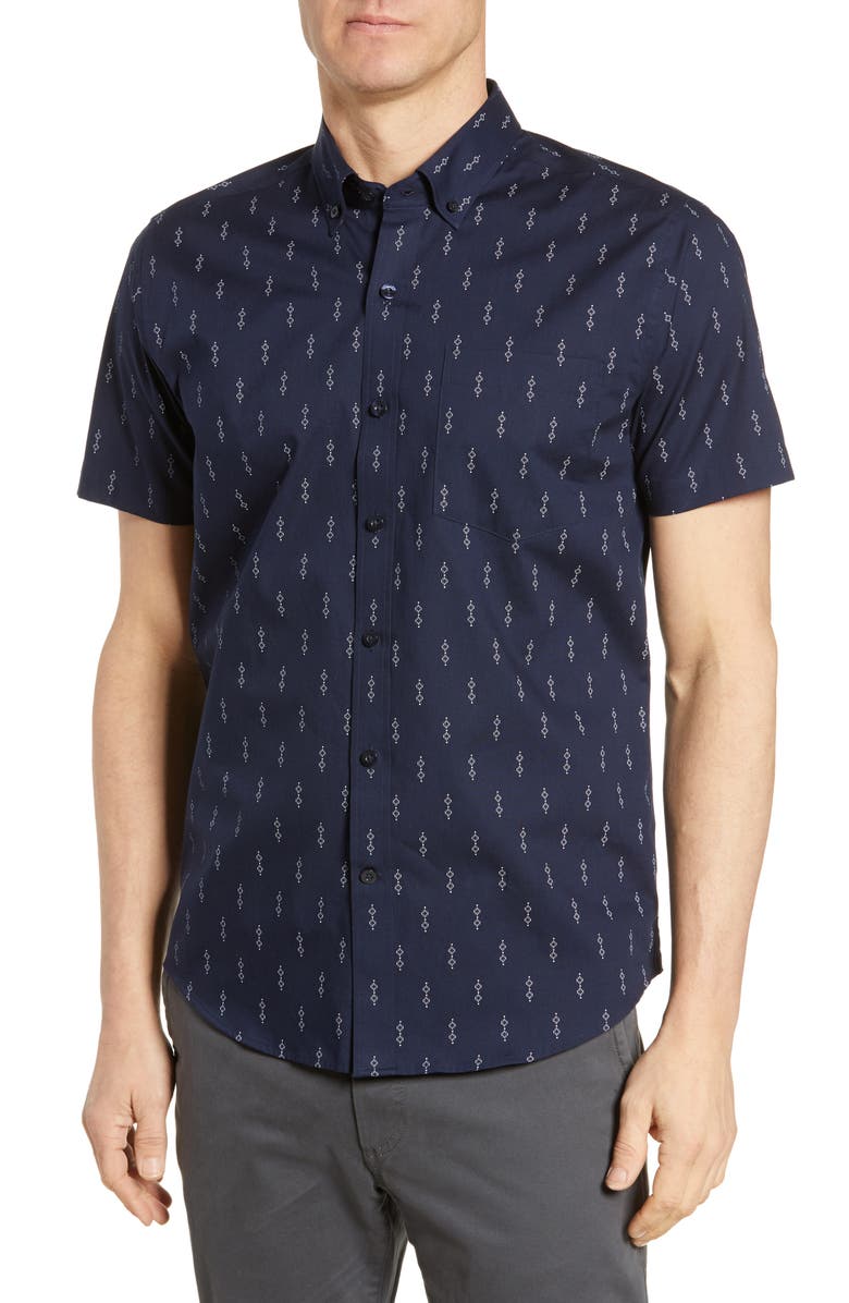Cutter & Buck Strive Classic Fit Keyhole Print Shirt, Main, color, 