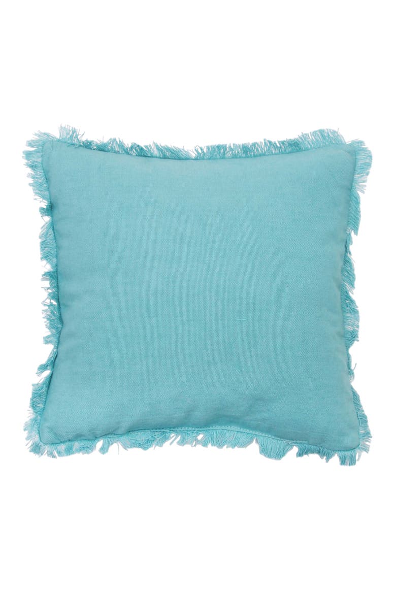 Tufted Fringed Reversible Tropical Square Throw Pillows, Alternate, color, White