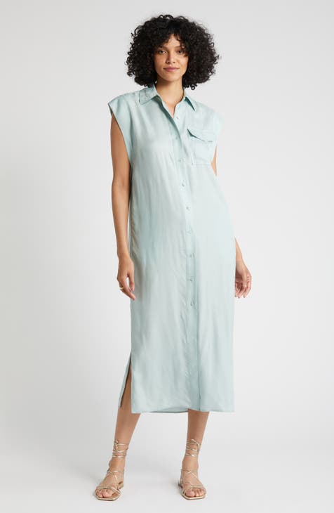 Cap Sleeve Midi Shirtdress