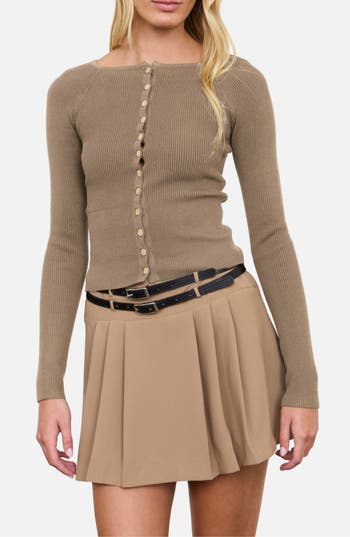 Blu Pepper Ribbed Cardigan In Brown