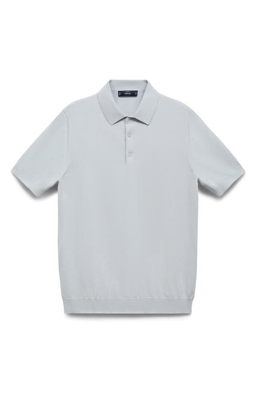 Mango Solid Cotton Polo Sweater In Blue