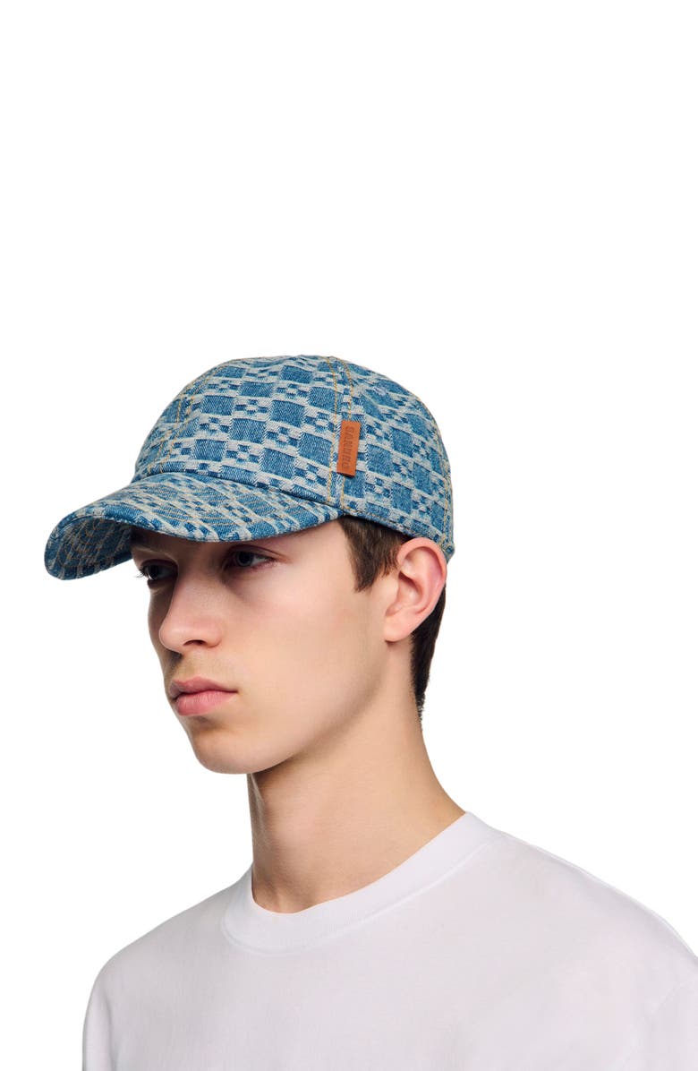 SANDRO Denim cap with cross motif, Alternate, color, Blue