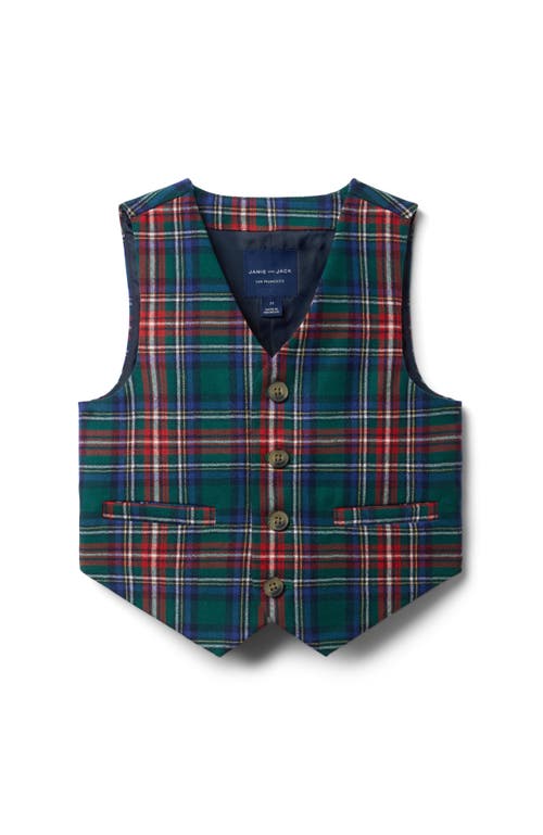 Janie And Jack The Tartan Vest In Green