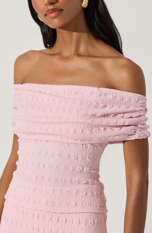 Astr The Label Off The Shoulder Textured Knit Top In Pink