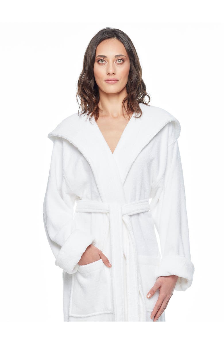 ARUS Womens GOTS Certified Oganic Cotton Long Hooded Robe, Alternate, color, White