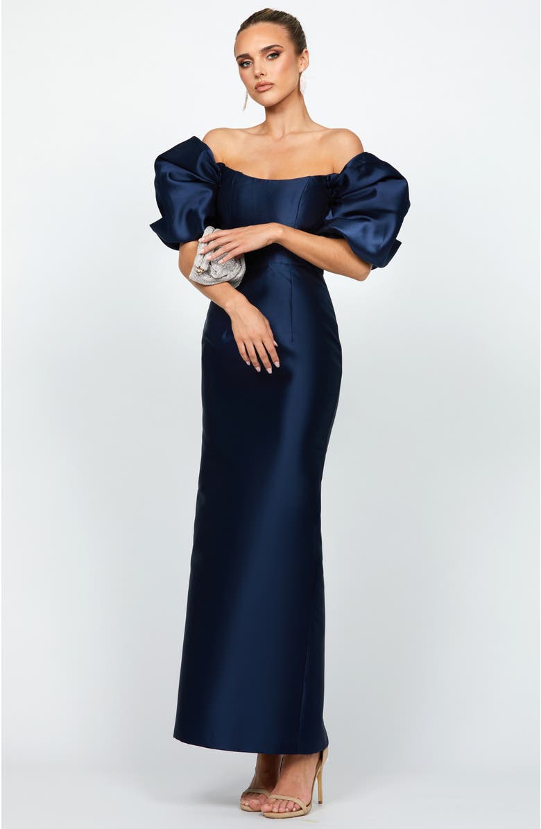 Bariano Meredith Puff Sleeves Scooped Gown, Alternate, color, 