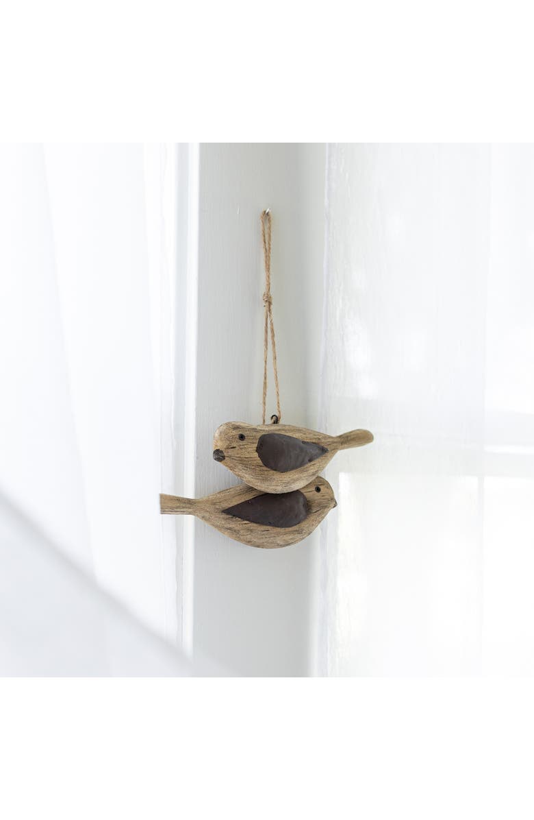 Foreside Home and Garden Carved Bird with Pillowed Wings Decorative Accent Brown Wood Metal & Jute, Alternate, color, Brown