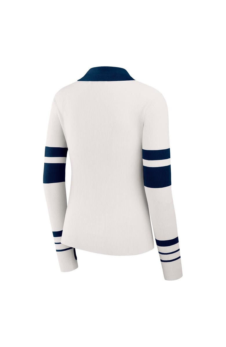 WEAR by Erin Andrews Women
s WEAR by Erin Andrews White New England Patriots Ribbed Henley Polo Sweater, Alternate, color, White