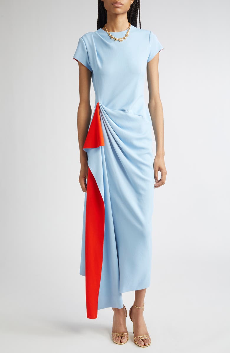 Oscar de la Renta Drape Front Double Face Jersey Dress, Main, color,