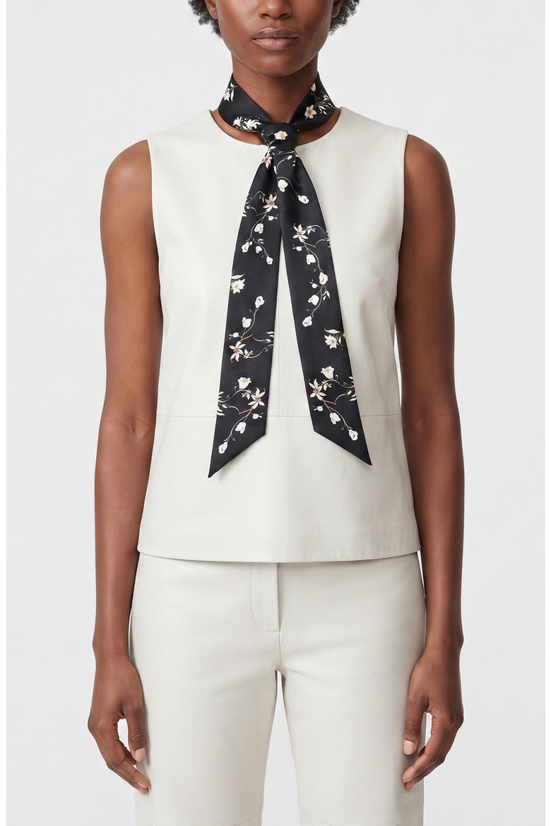 Silk Skinny Scarf Starlit Bloom, Alternate, color, Black