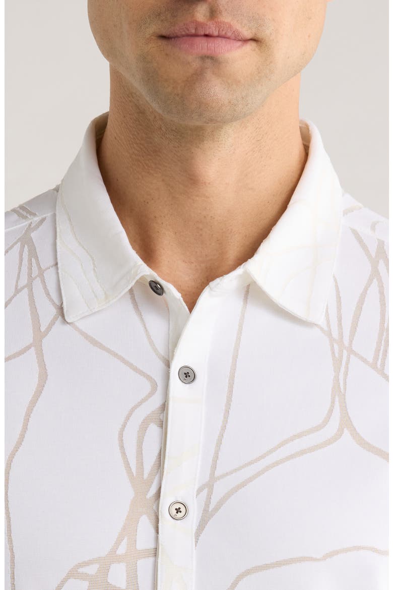 Elio Tangled Burnout Short Sleeve Button-Up Shirt, Alternate, color, WHITE