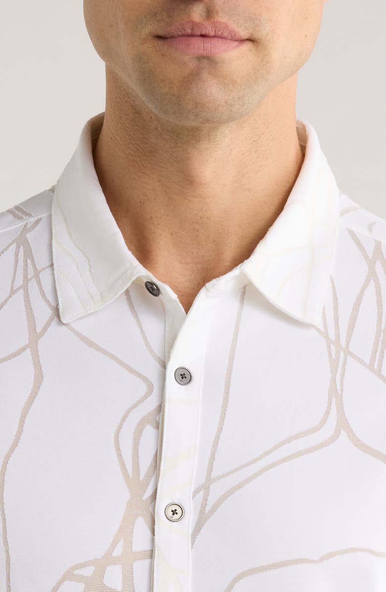 John Varvatos Elio Tangled Burnout Short Sleeve Button-Up Shirt, Alternate, color, White