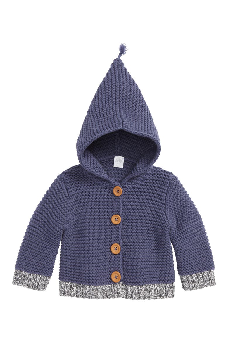 Organic Cotton Hooded Cardigan, Main, color, NAVY CROWN