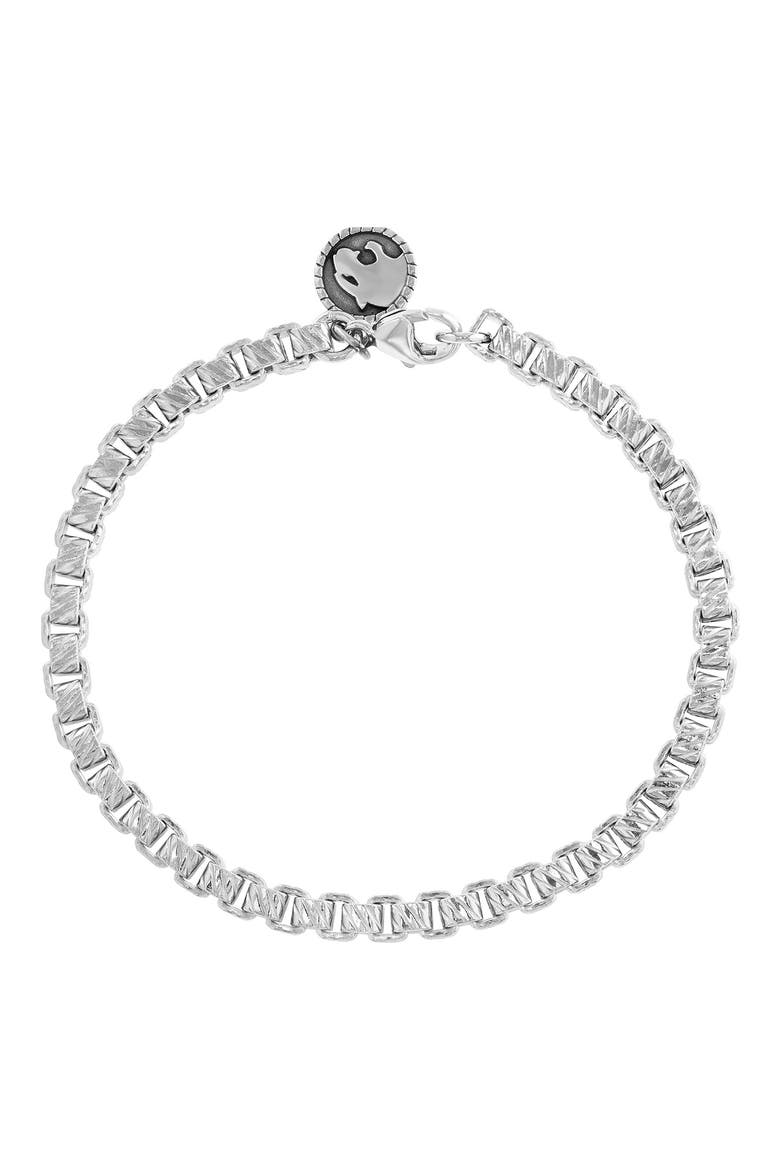 Sterling Silver Textured Box Chain Bracelet, Alternate, color, WHITE