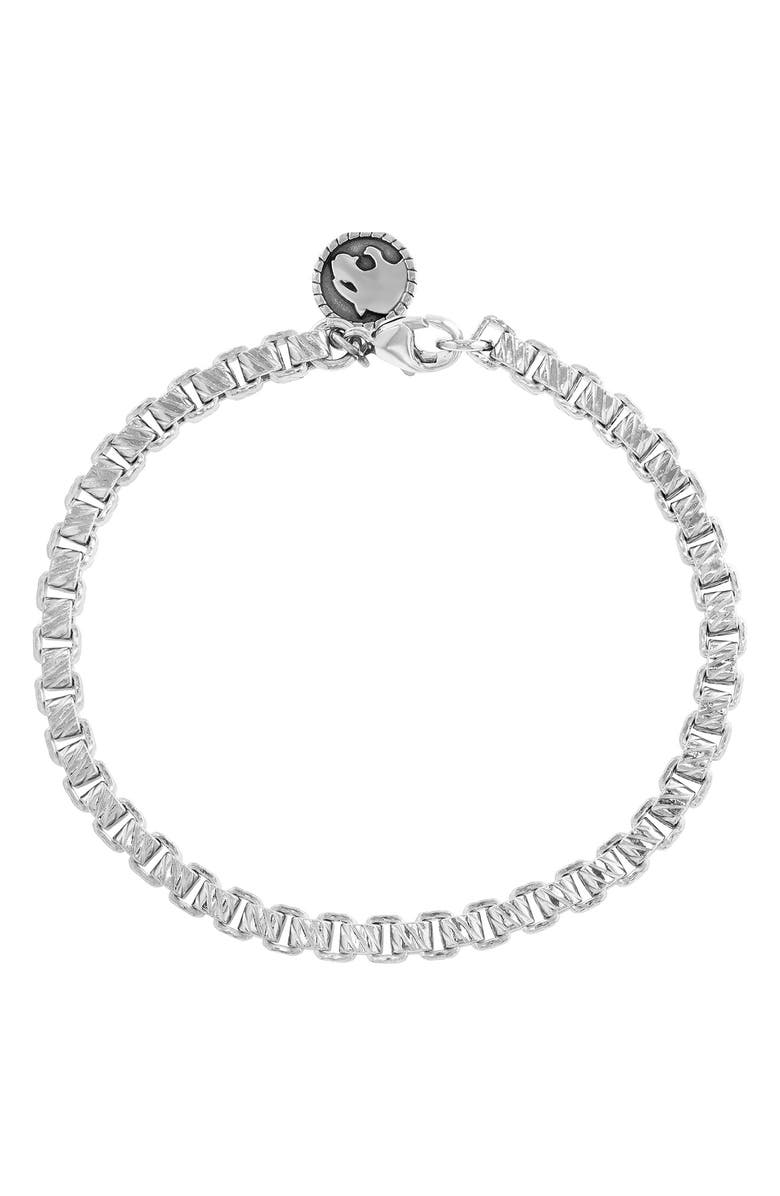 EFFY Sterling Silver Textured Box Chain Bracelet, Alternate, color, White