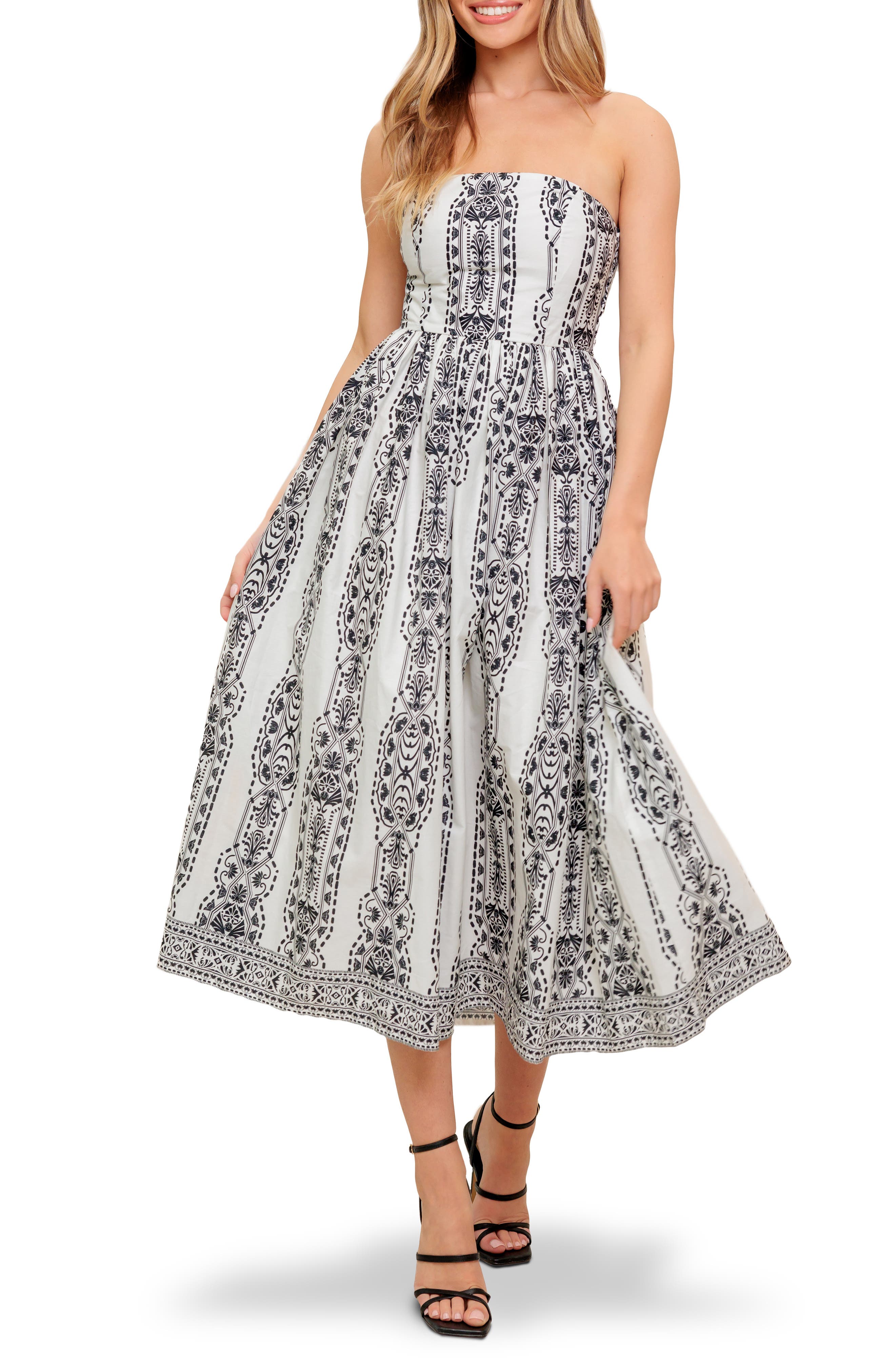 FLYING TOMATO Strapless Midi Dress