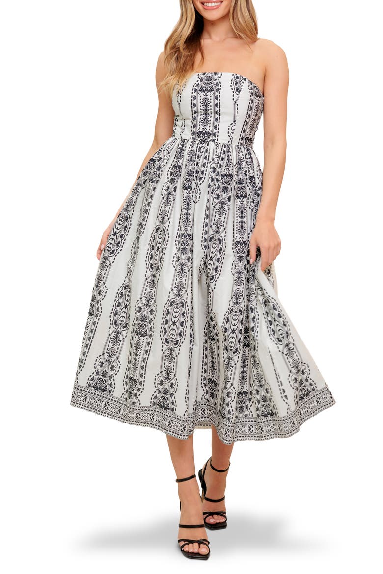 Strapless Midi Dress, Main, color, WHITE