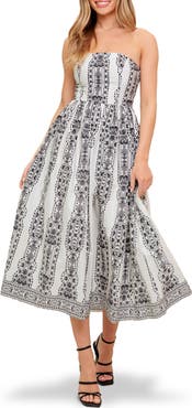 FLYING TOMATO Strapless Midi Dress