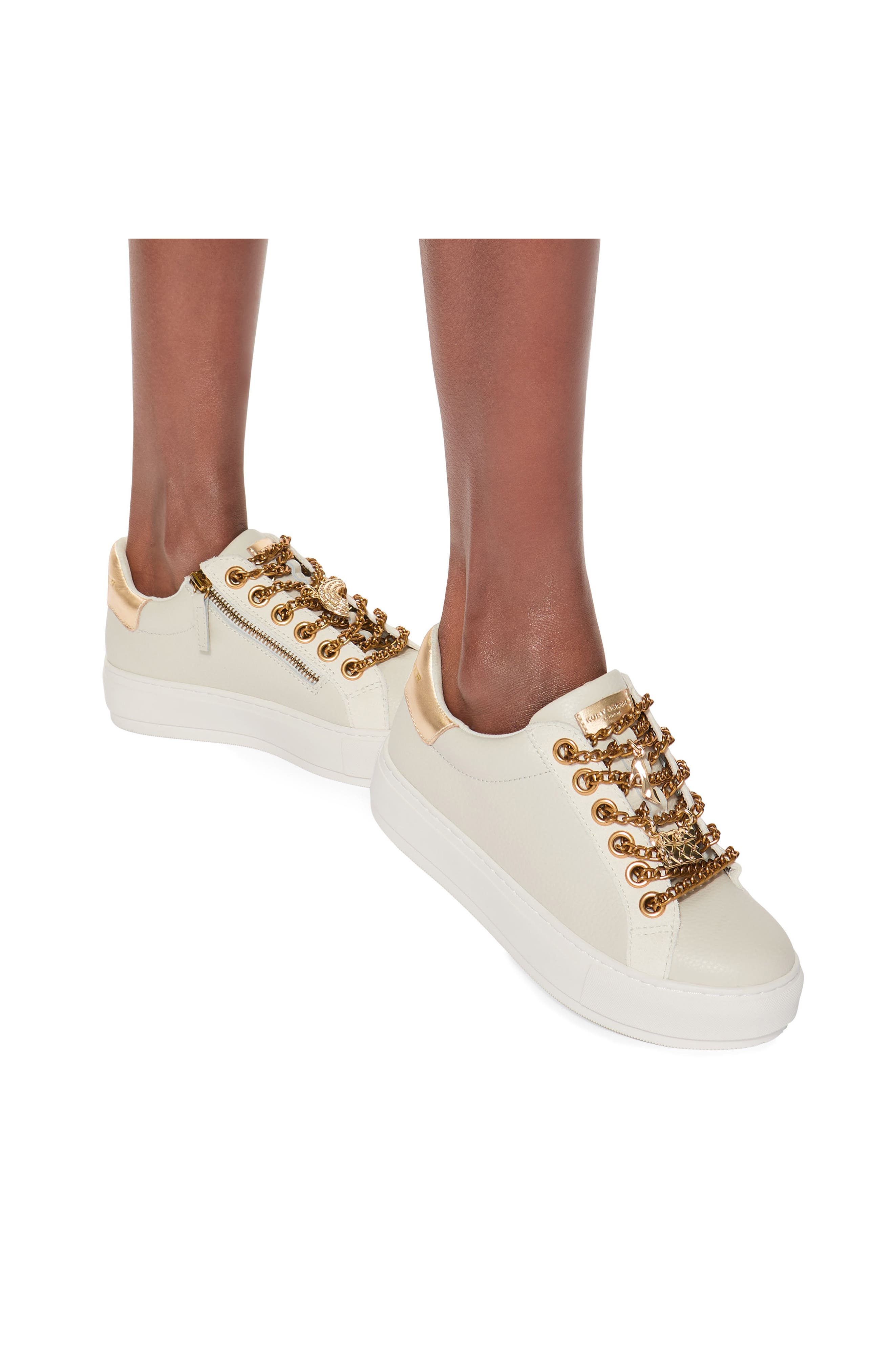 Kurt Geiger London Laney Chain & Charm Sneaker, Alternate, color, Open White
