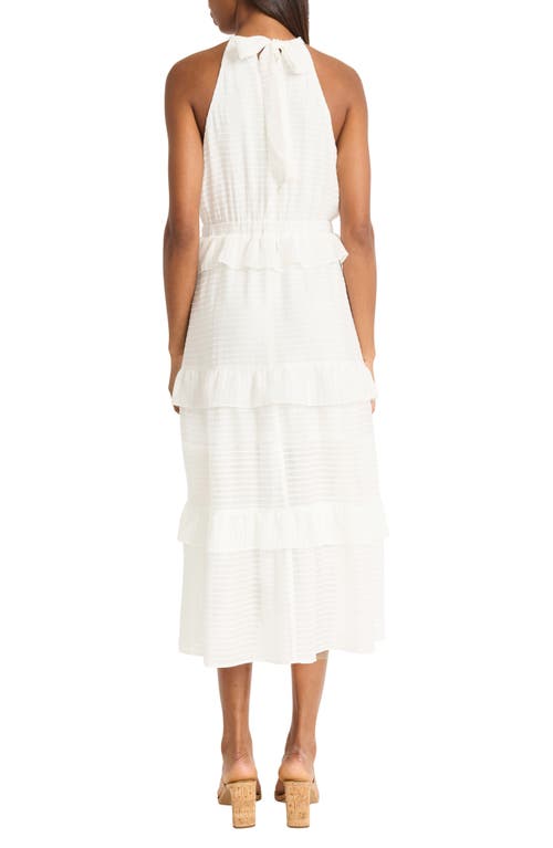Donna Morgan For Maggy Halter Neck Ruffle Tiered Midi Dress