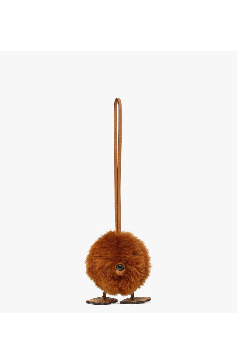 MCM Bear Charm in Lamb Fur and Visetos, Main, color, Brown