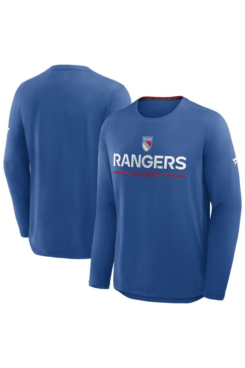 Men's Fanatics Blue New York Rangers Authentic Pro Rink Centennial Tech Long Sleeve T-Shirt, Alternate, color, Blue
