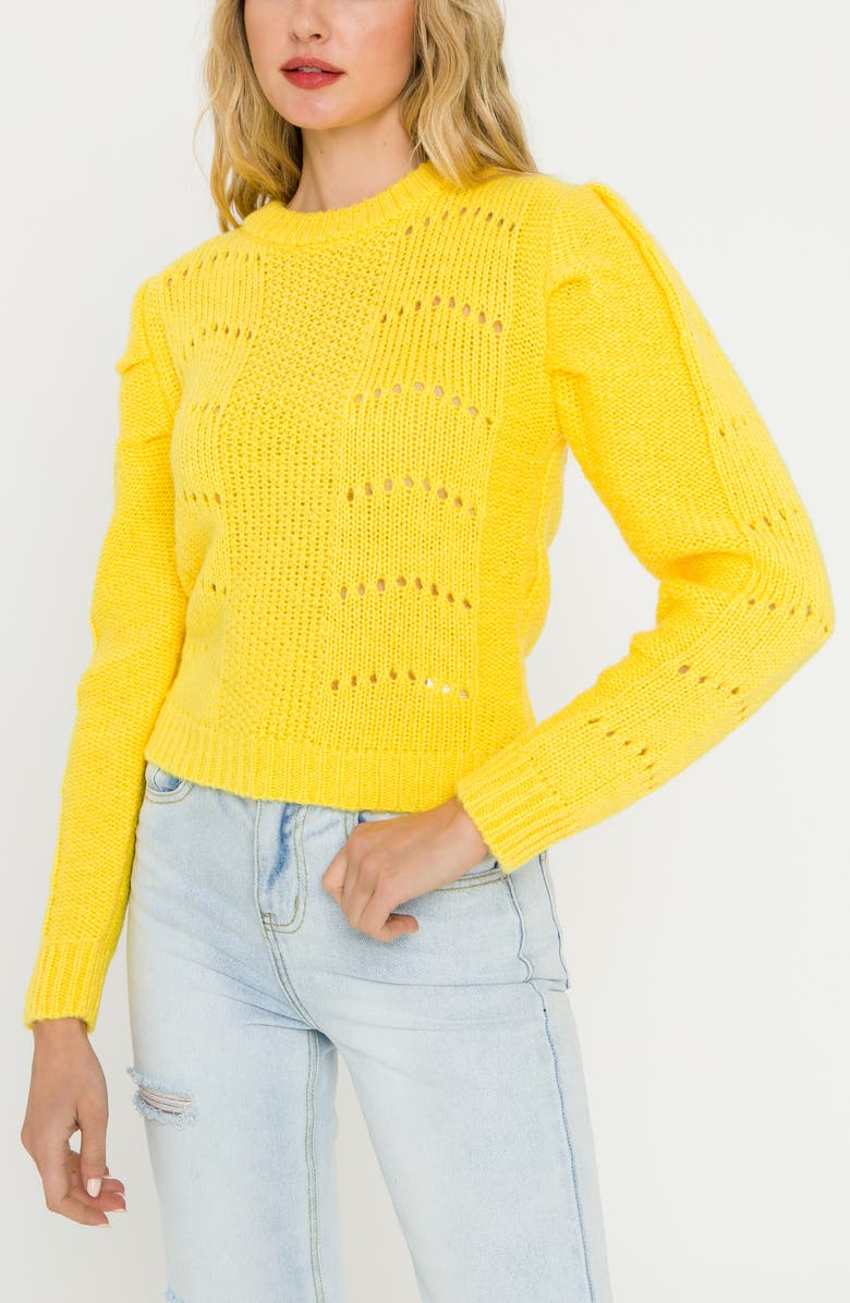 English Factory Pleated Sweater, Alternate, color, Yellow