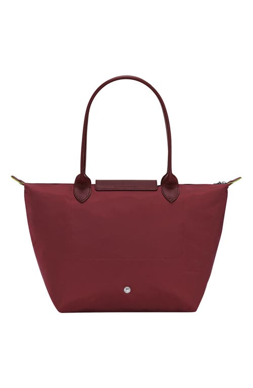 Longchamp Medium Le Pliage Green Recycled Canvas Shoulder Tote Bag In Red