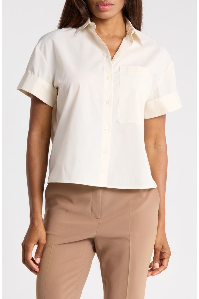 Short Sleeve Poplin Shirt, Main, color, EGGSHELL