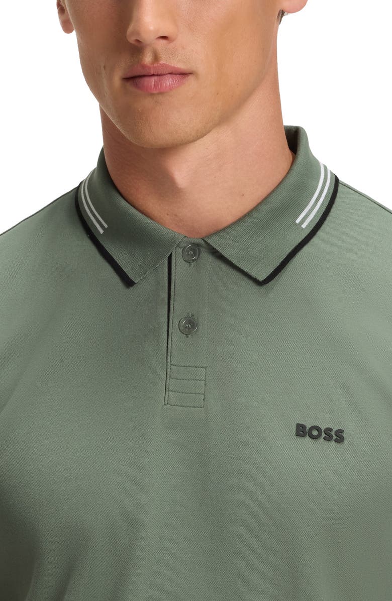 BOSS Paul Tipped Stretch Cotton Polo, Alternate, color, Open Green