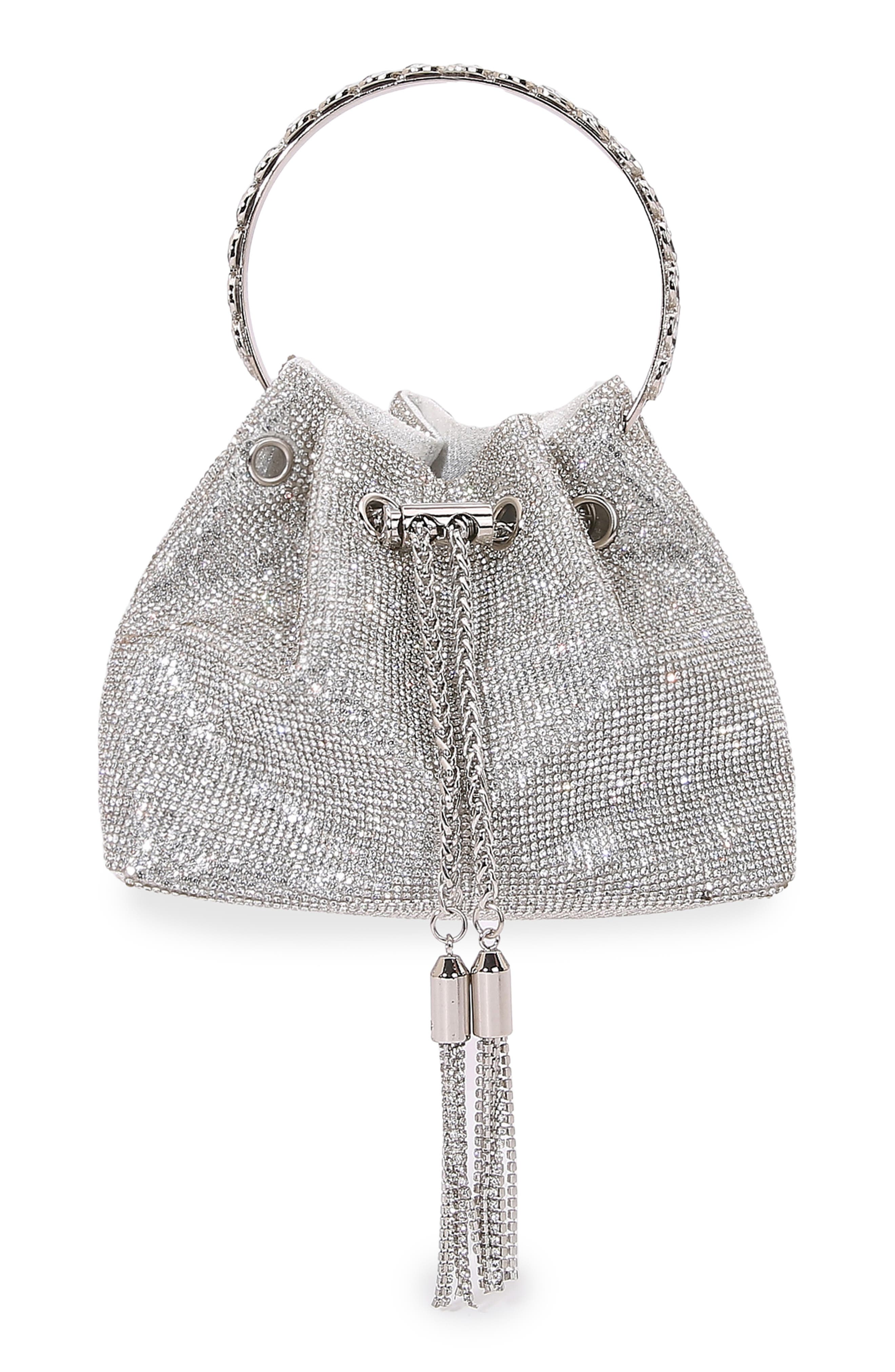 BERNESS Crystal Ring Handle Bag, Main, color, Silver