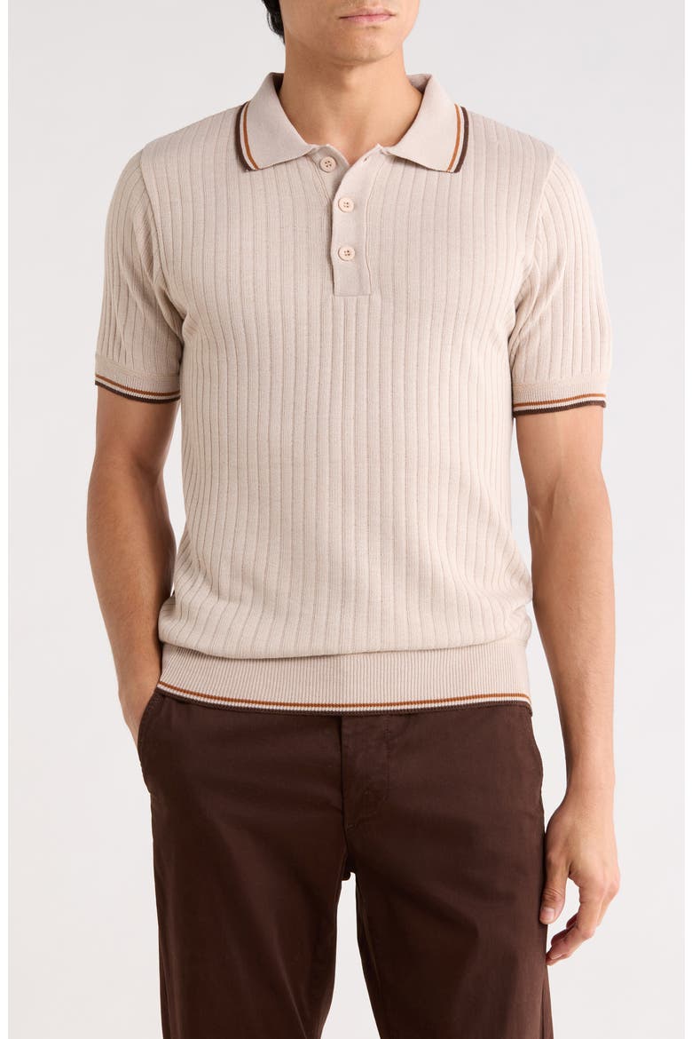 Knit Polo Sweater, Main, color, BEIGE